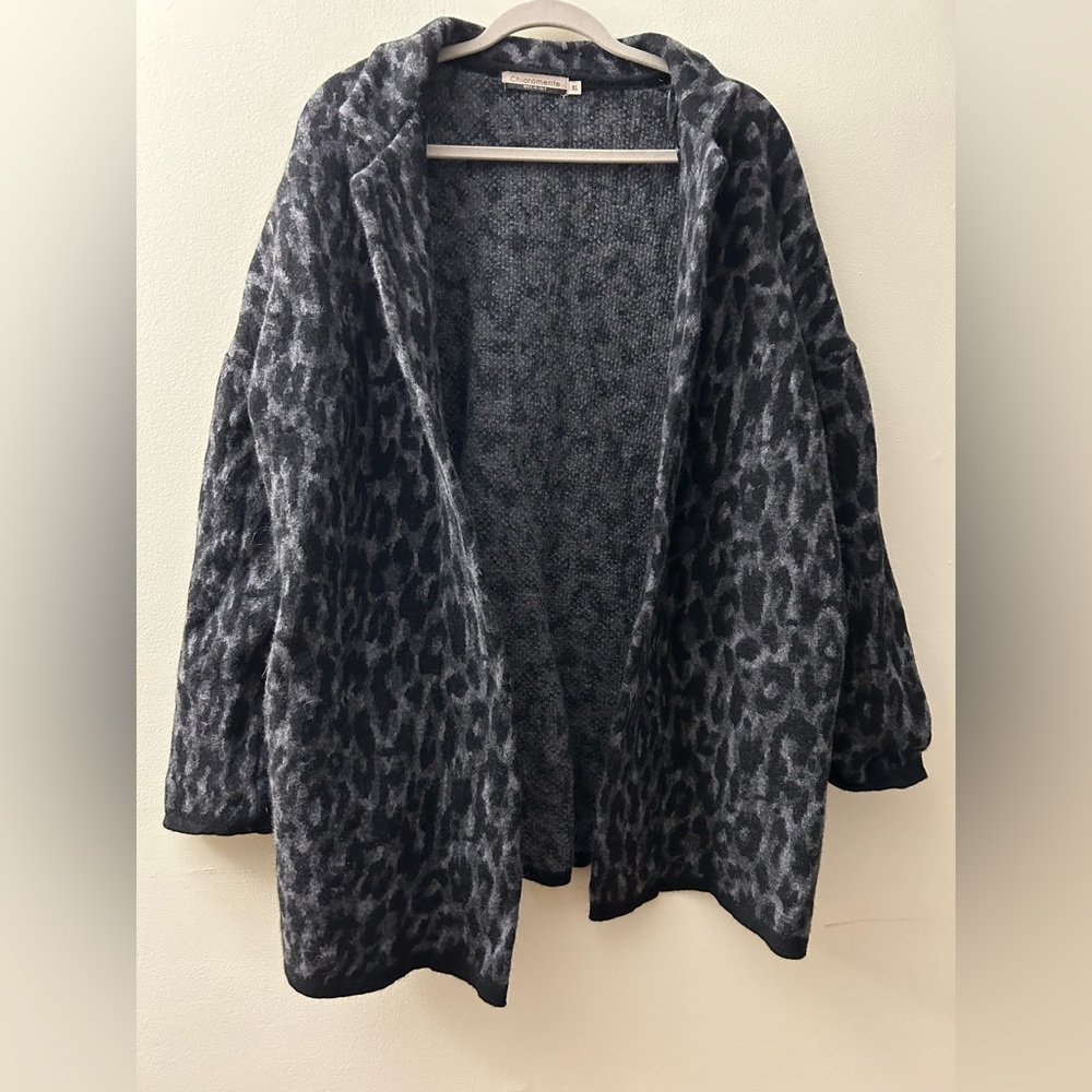Chiaramente Black and Grey Wool Cardigan, size xl